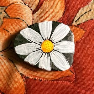 Hand painted flower on stone